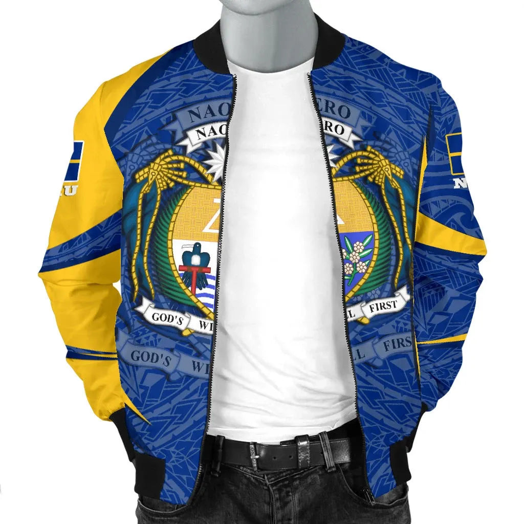 Nauru Polynesian Bomber Jacket - Nauru Spirit (Blue)