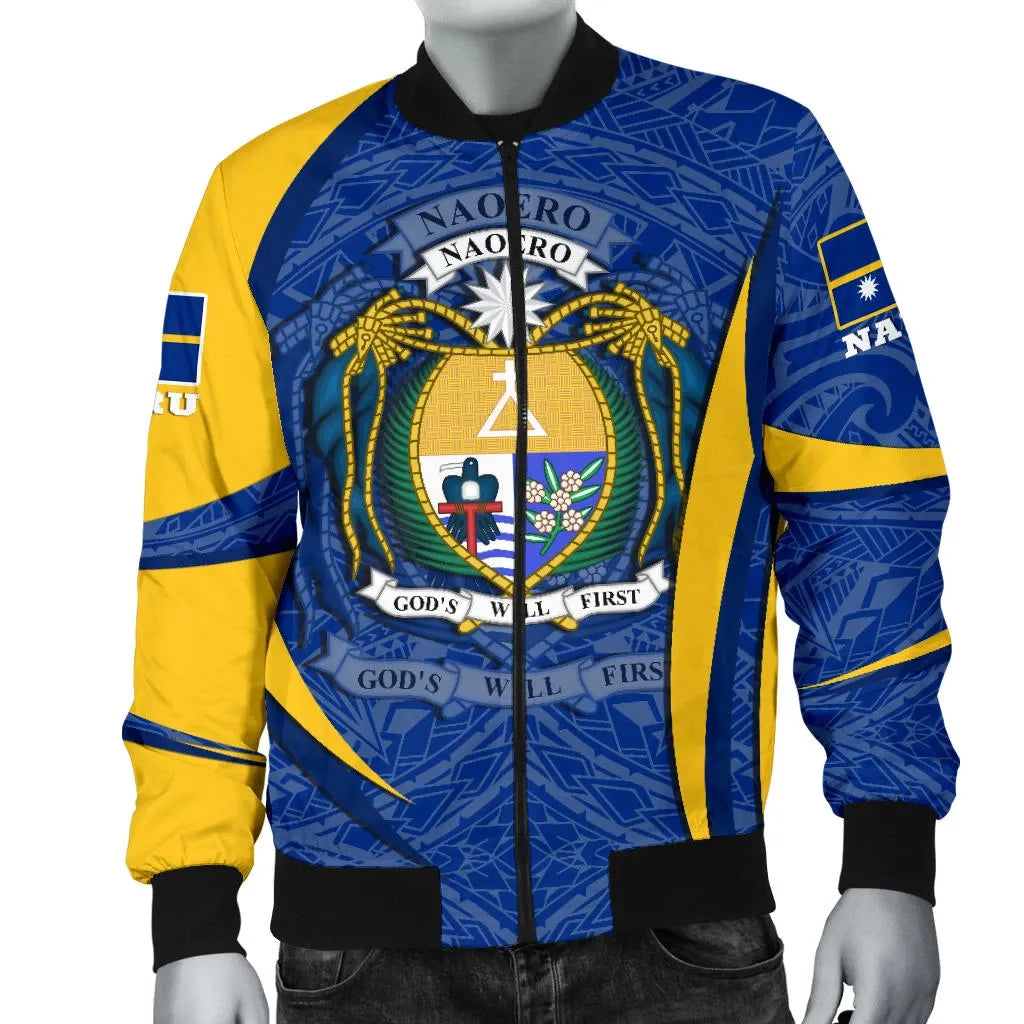Nauru Polynesian Bomber Jacket - Nauru Spirit (Blue)