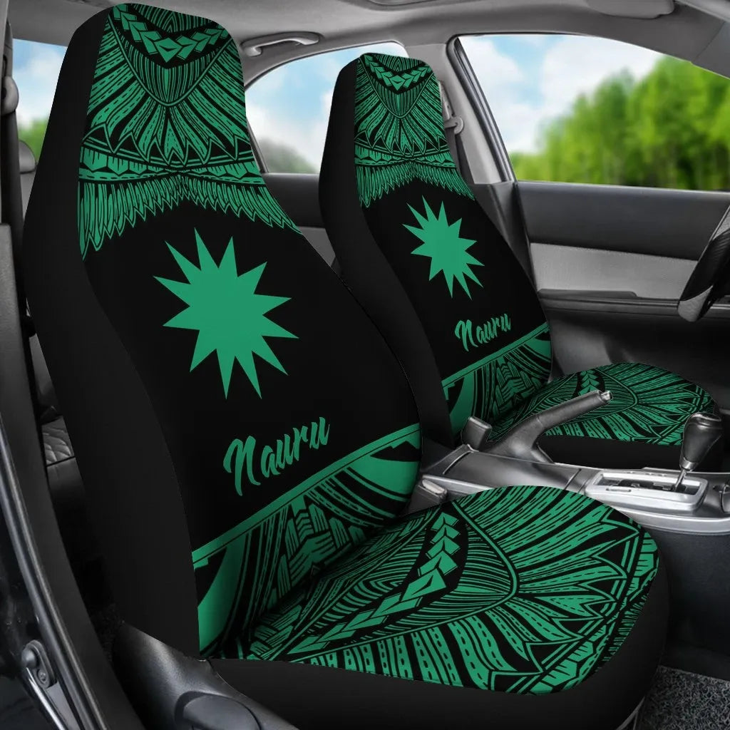 Nauru Polynesian Car Seat Covers - Pride Green Version