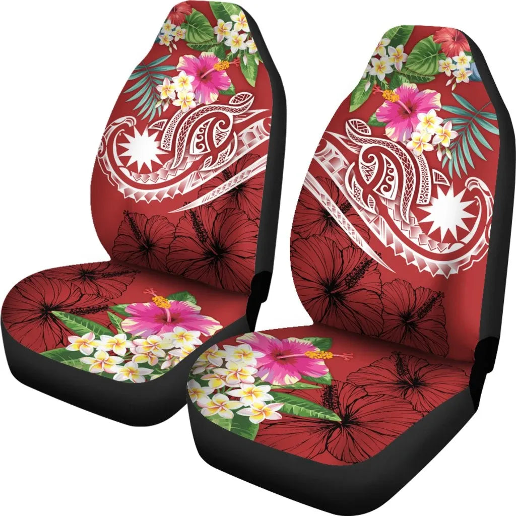 Nauru Polynesian Car Seat Covers - Summer Plumeria (Red)