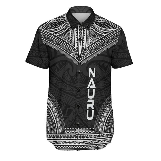 Nauru Polynesian Chief Short Sleeve Shirt - Black Version