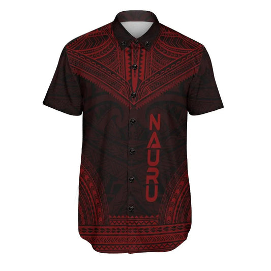 Nauru Polynesian Chief Short Sleeve Shirt - Red Version