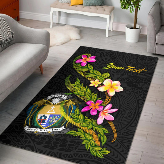 Nauru Polynesian Custom Personalised Area Rug - Plumeria Tribal