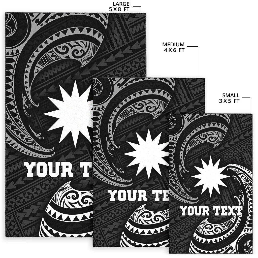 Nauru Polynesian Custom Personalised Area Rug - White Tribal Wave