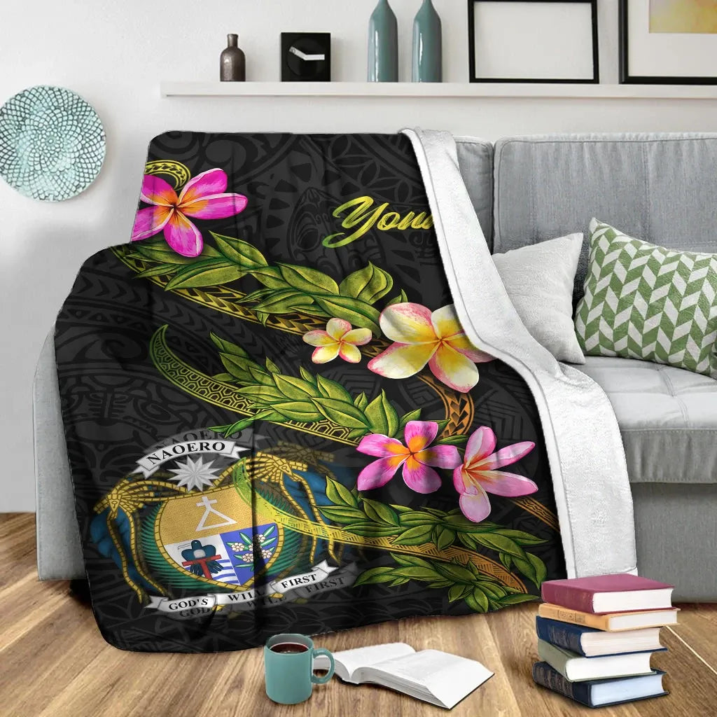 Nauru Polynesian Custom Personalised Blanket - Plumeria Tribal