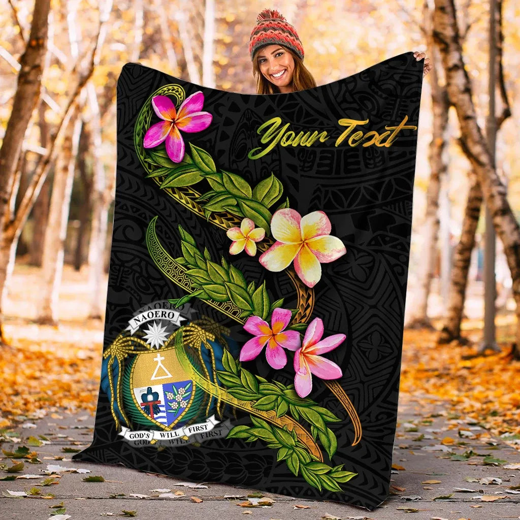 Nauru Polynesian Custom Personalised Blanket - Plumeria Tribal