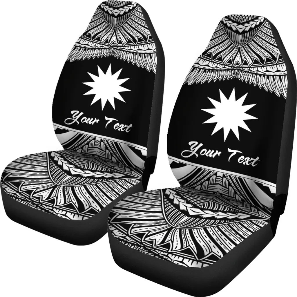 Nauru Polynesian Custom Personalised Car Seat Covers - Pride White Version