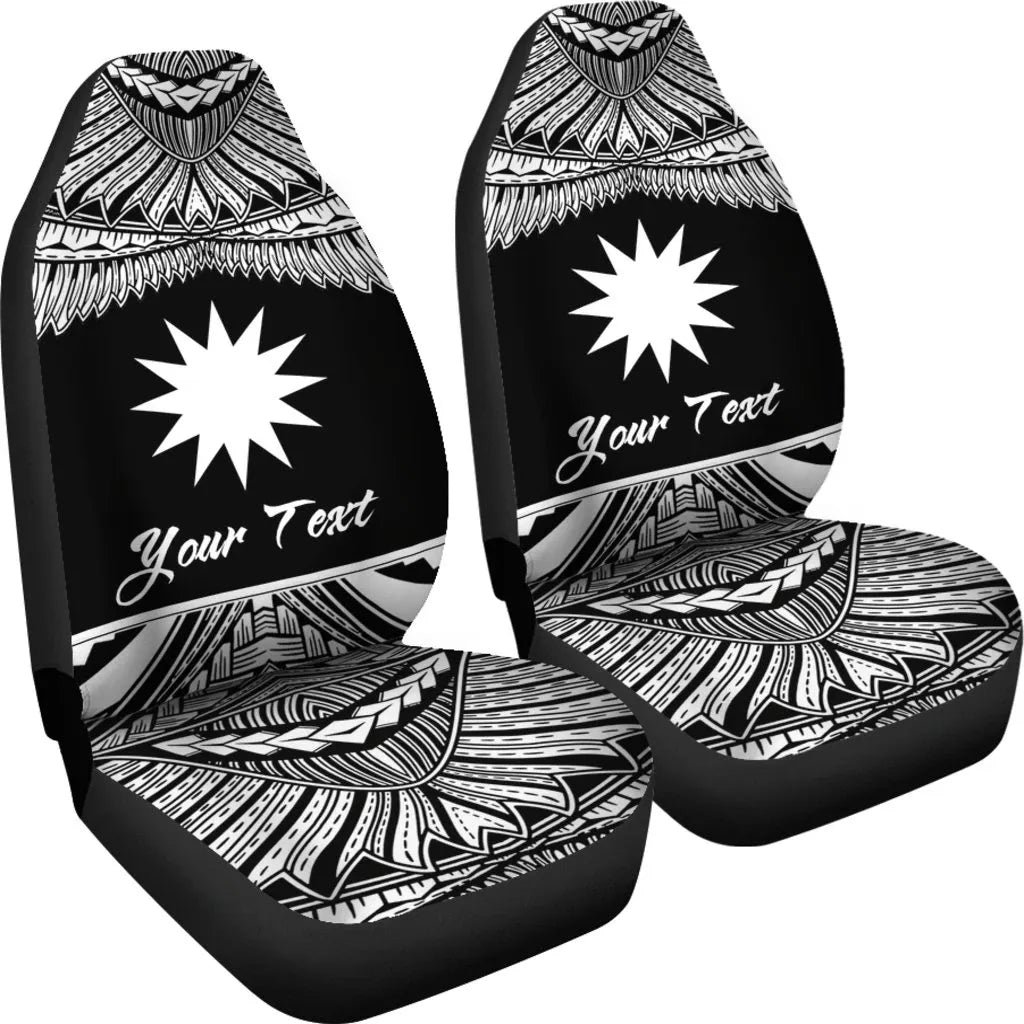 Nauru Polynesian Custom Personalised Car Seat Covers - Pride White Version