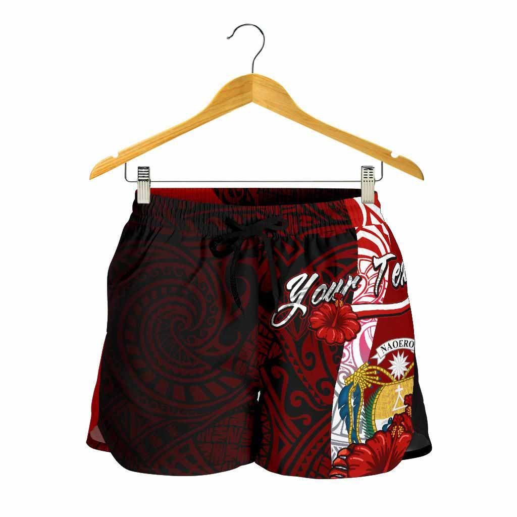 Nauru Polynesian Custom Personalised Women Shorts - Coat Of Arm With Hibiscus
