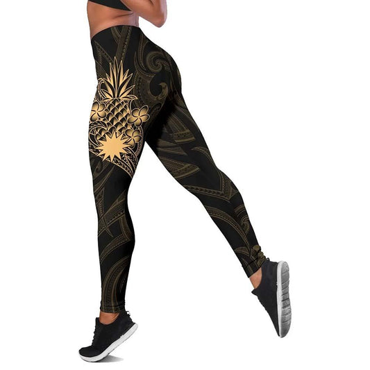 Nauru Polynesian Legging - Gold Pineapple