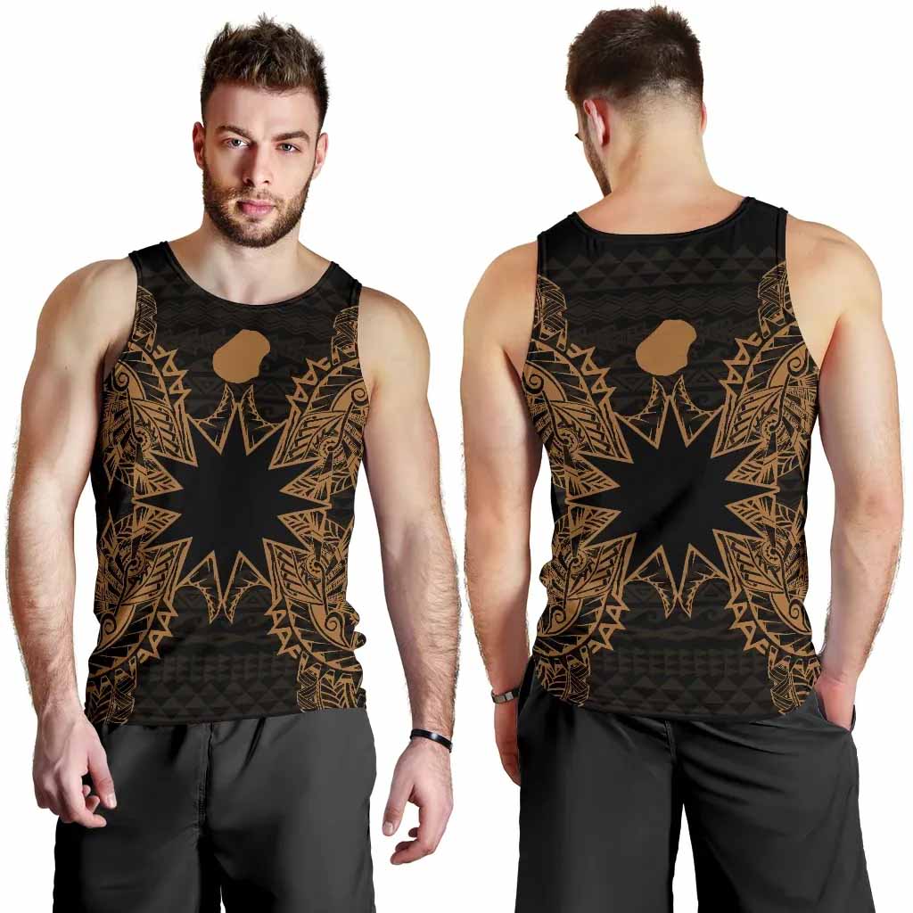 Nauru Polynesian Men Tank Top Map Gold