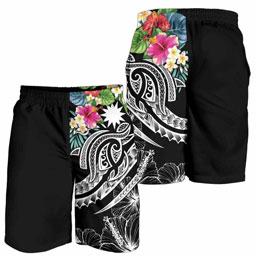 Nauru Polynesian Men Shorts - Summer Plumeria (Black)