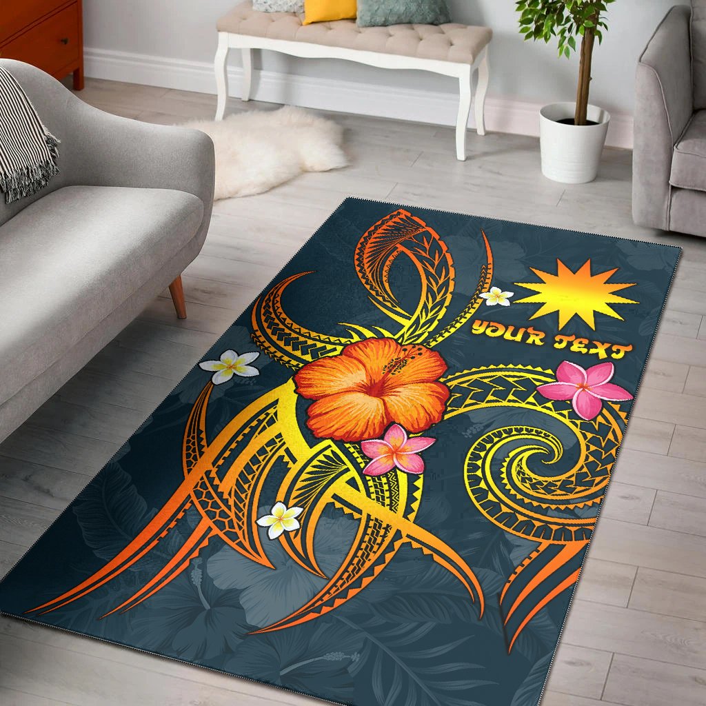Nauru Polynesian Personalised Area Rug - Legend of Nauru (Blue)