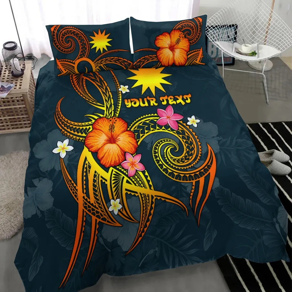 Nauru Polynesian Personalised Bedding Set - Legend Of Nauru (Blue)