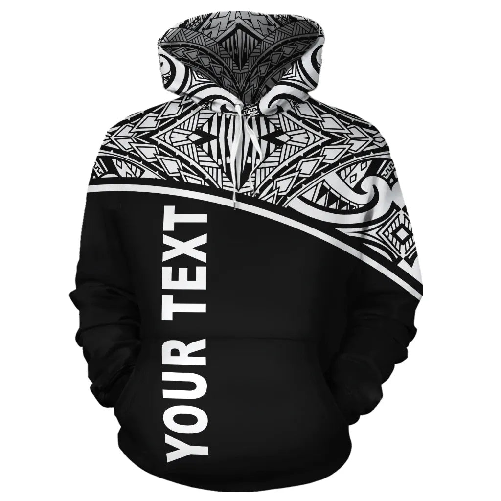 Nauru Polynesian Personalised Custom Hoodie - Black Curve