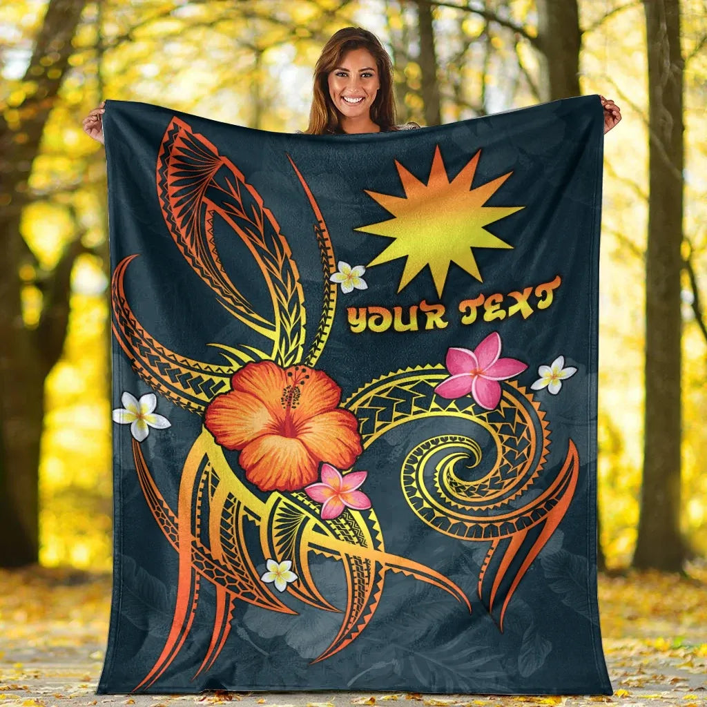 Nauru Polynesian Personalised Premium Blanket - Legend of Nauru (Blue)