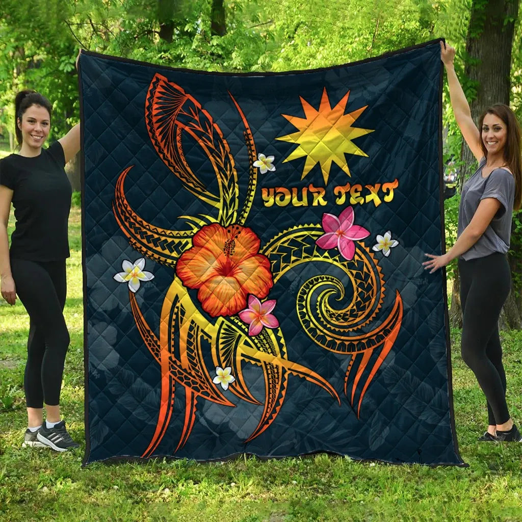 Nauru Polynesian Personalised Premium Quilt - Legend of Nauru (Blue)