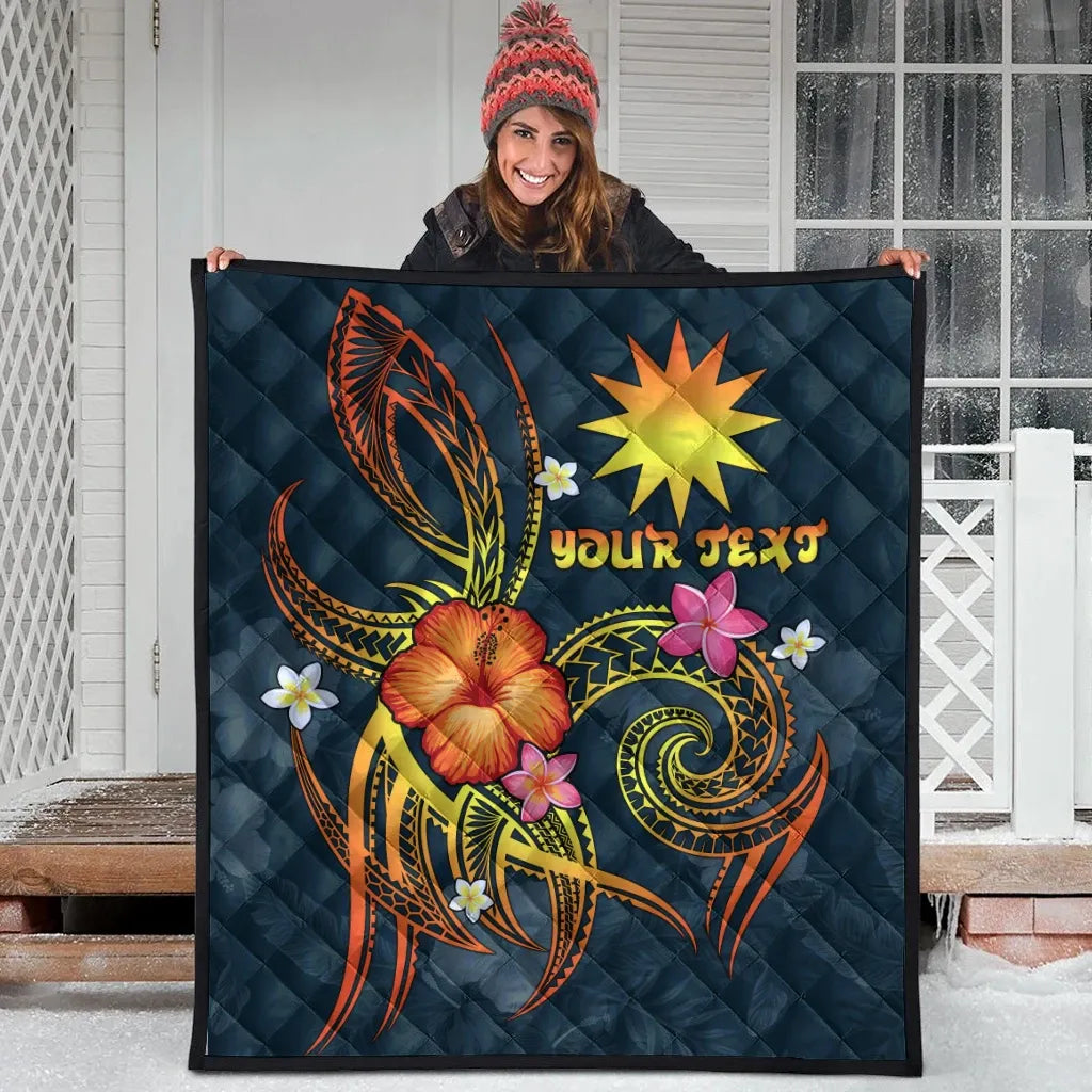 Nauru Polynesian Personalised Premium Quilt - Legend of Nauru (Blue)