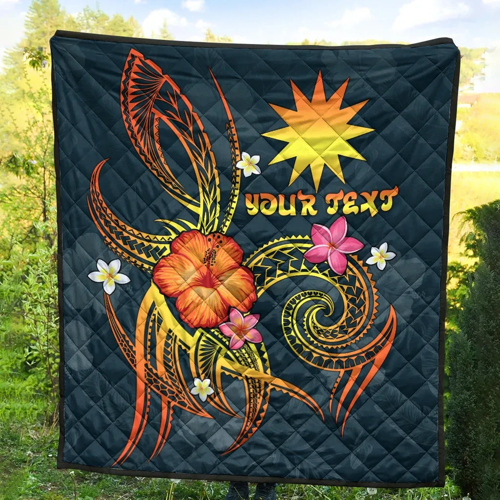 Nauru Polynesian Personalised Premium Quilt - Legend of Nauru (Blue)