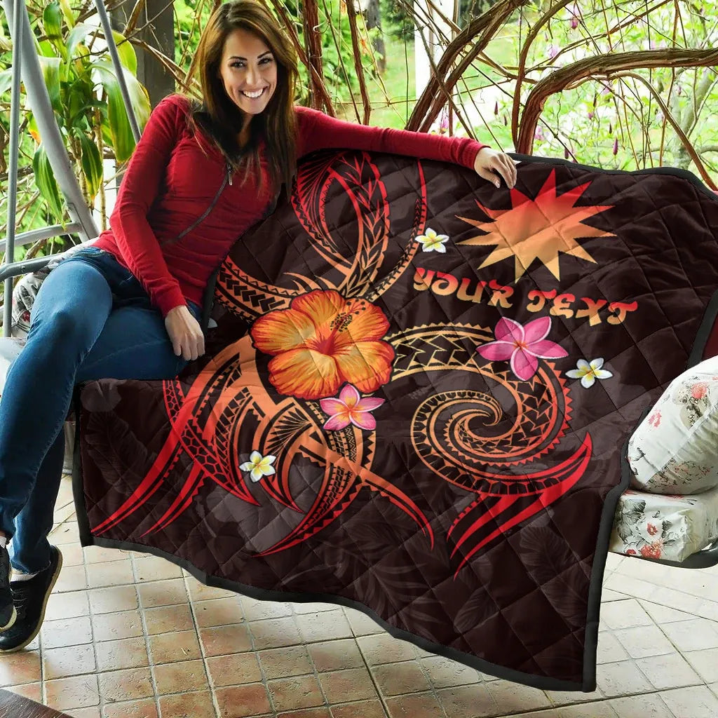 Nauru Polynesian Personalised Premium Quilt - Legend of Nauru (Red)