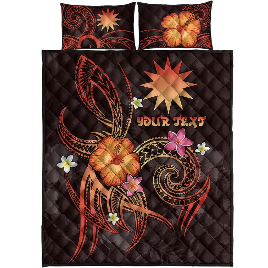 Nauru Polynesian Personalised Quilt Bed Set - Legend of Nauru (Red)
