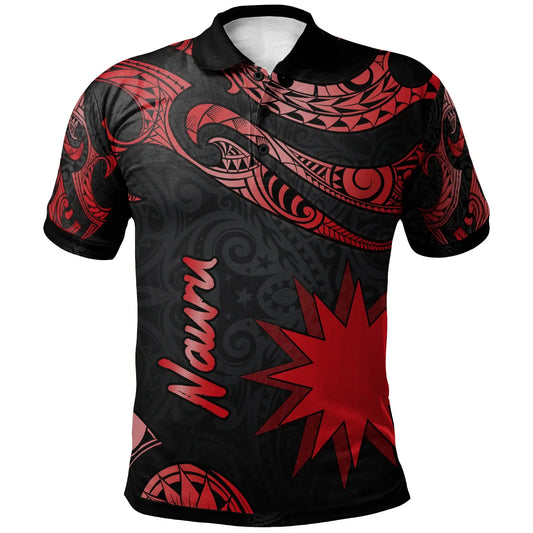 Nauru Polynesian Polo Shirt - Poly Tattoo Red Version