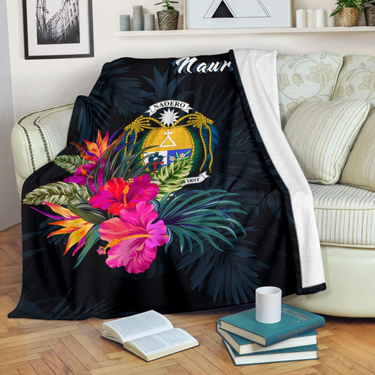 Nauru Polynesian Premium Blanket - Tropical Flower