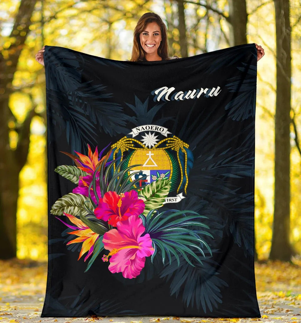 Nauru Polynesian Premium Blanket - Tropical Flower