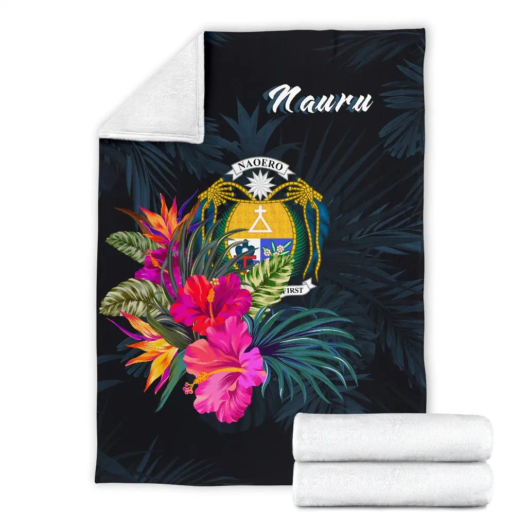 Nauru Polynesian Premium Blanket - Tropical Flower