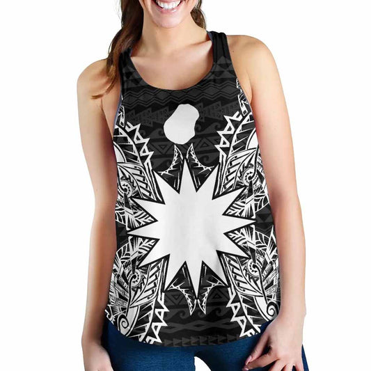 Nauru Polynesian Women Tank Top Map Black