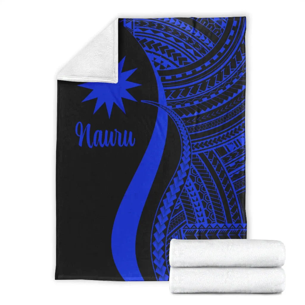 Nauru Premium Blanket - Blue Polynesian Tentacle Tribal Pattern