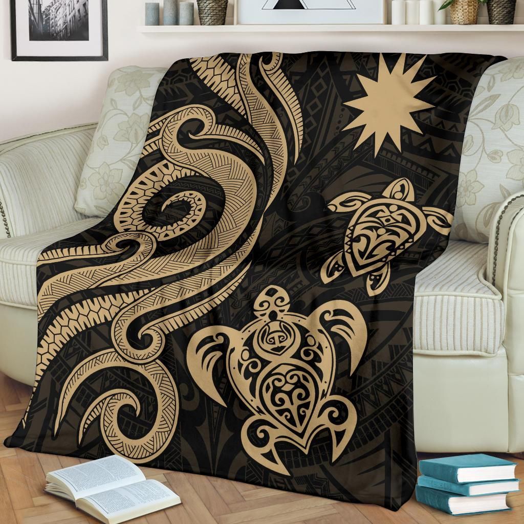 Nauru Premium Blanket - Gold Tentacle Turtle