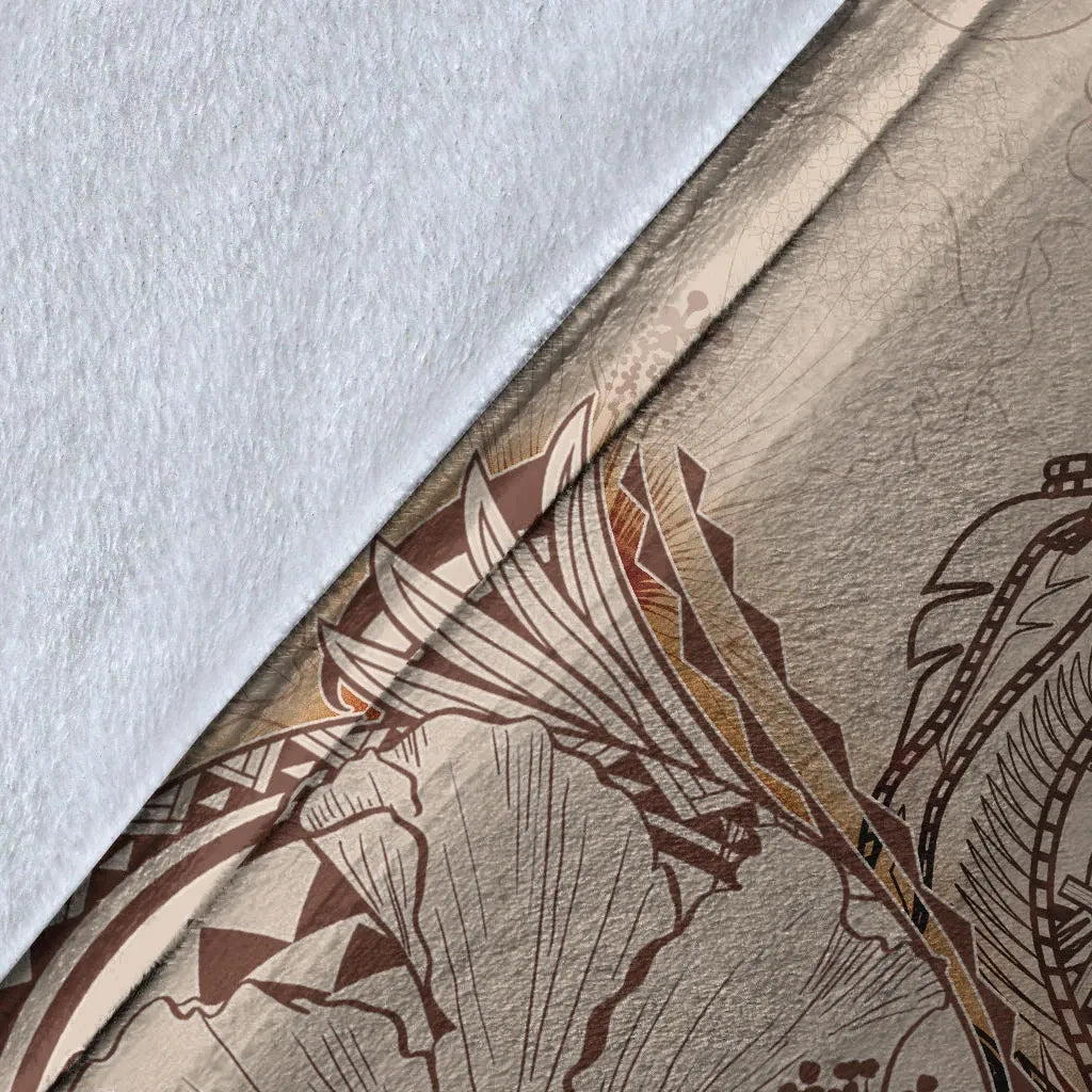 Nauru Premium Blanket - Hibiscus Flowers Vintage Style