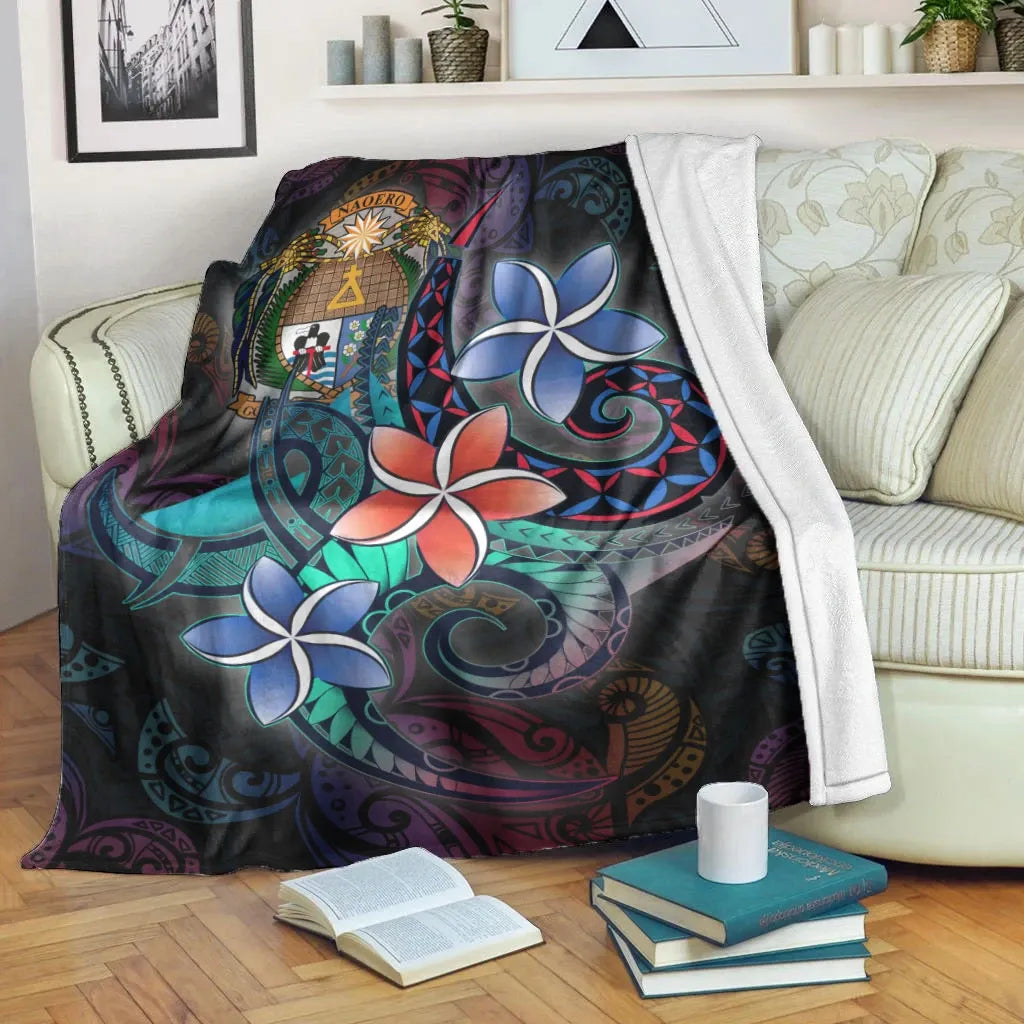 Nauru Premium Blanket - Plumeria Flowers Style