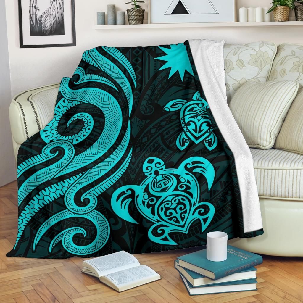Nauru Premium Blanket - Turquoise Tentacle Turtle