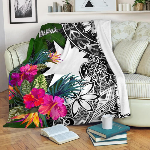 Nauru Premium Blanket - Turtle Plumeria Banana Leaf