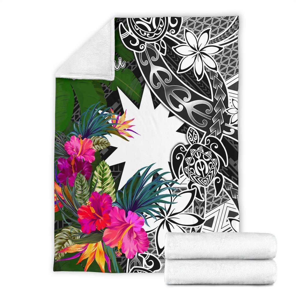 Nauru Premium Blanket - Turtle Plumeria Banana Leaf
