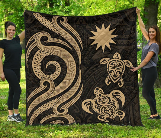 Nauru Premium Quilt - Gold Tentacle Turtle