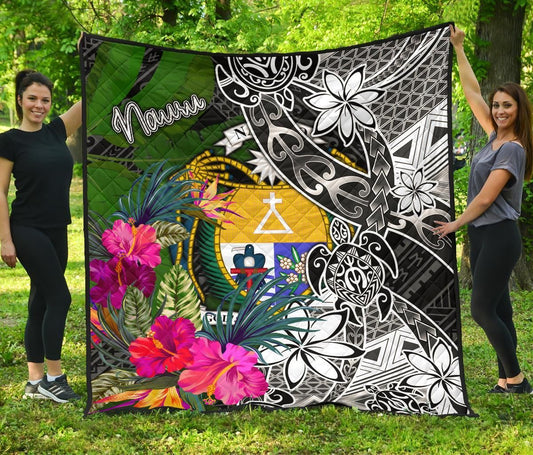 Nauru Premium Quilt - Turtle Plumeria Banana Leaf Crest