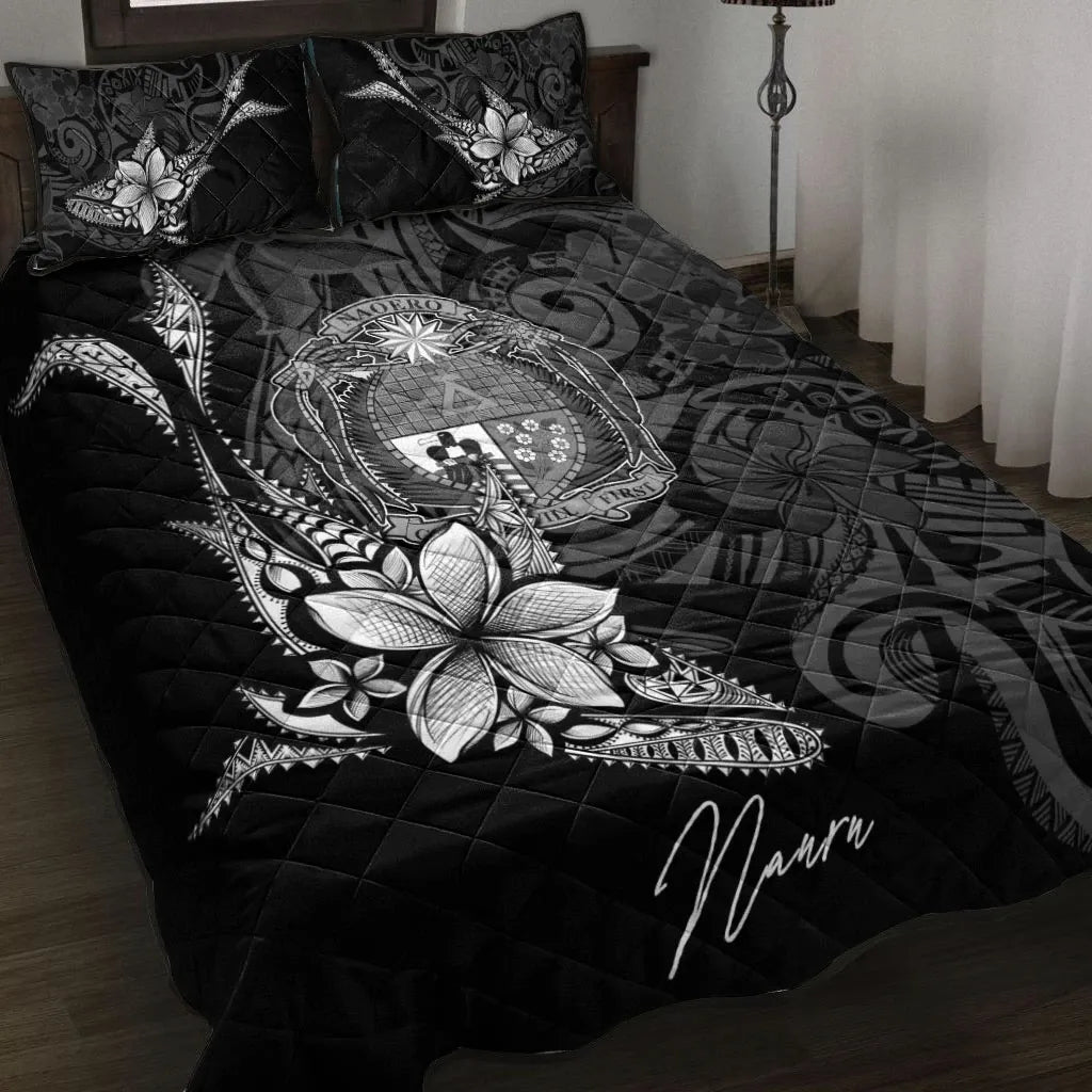 Nauru Quilt Bed Set - Fish With Plumeria Flowers Style