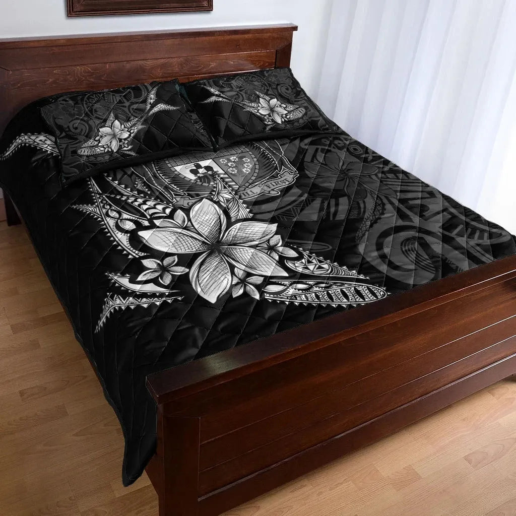 Nauru Quilt Bed Set - Fish With Plumeria Flowers Style