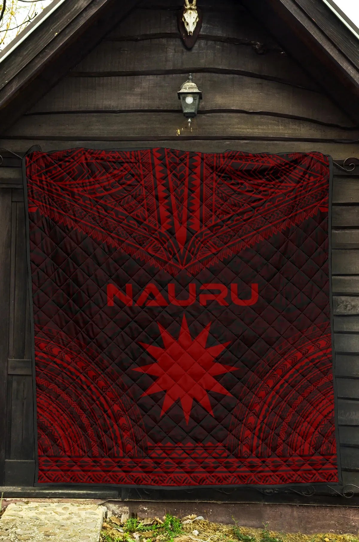 Nauru Premium Quilt - Nauru Flag Polynesian Chief Red Version
