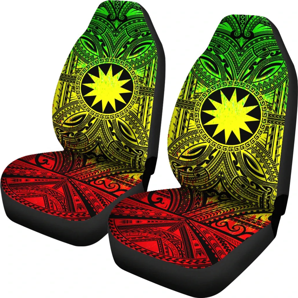 Nauru Car Seat Cover - Nauru Coat Of Arms Polynesian Reggae Style
