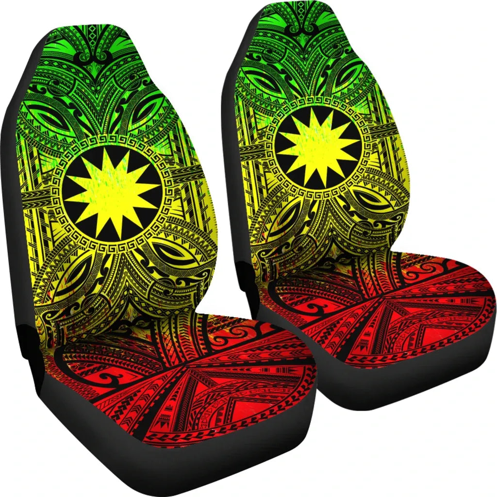 Nauru Car Seat Cover - Nauru Coat Of Arms Polynesian Reggae Style