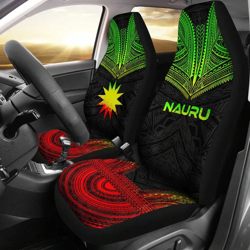 Nauru Car Seat Cover - Nauru Flag Polynesian Chief Tattoo Reggae Version