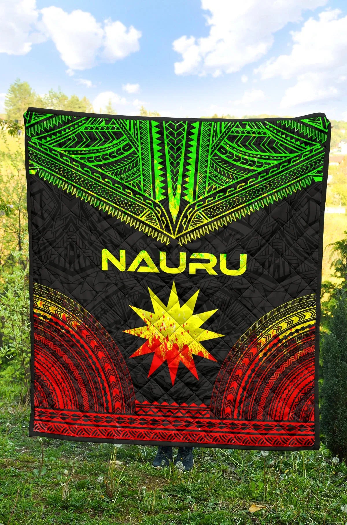 Nauru Premium Quilt - Nauru Flag Polynesian Chief Reggae Version