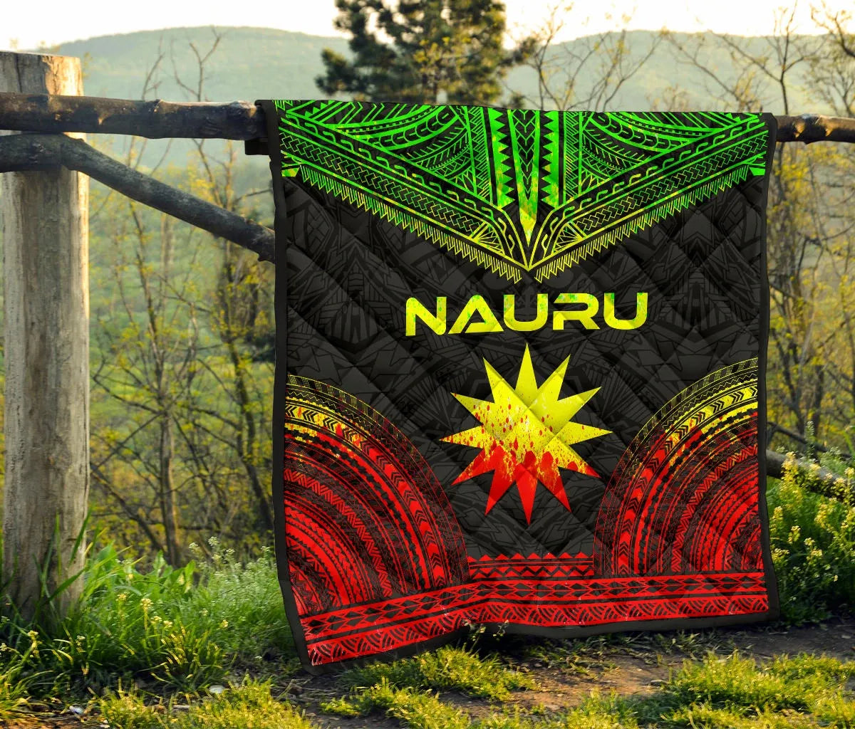 Nauru Premium Quilt - Nauru Flag Polynesian Chief Reggae Version