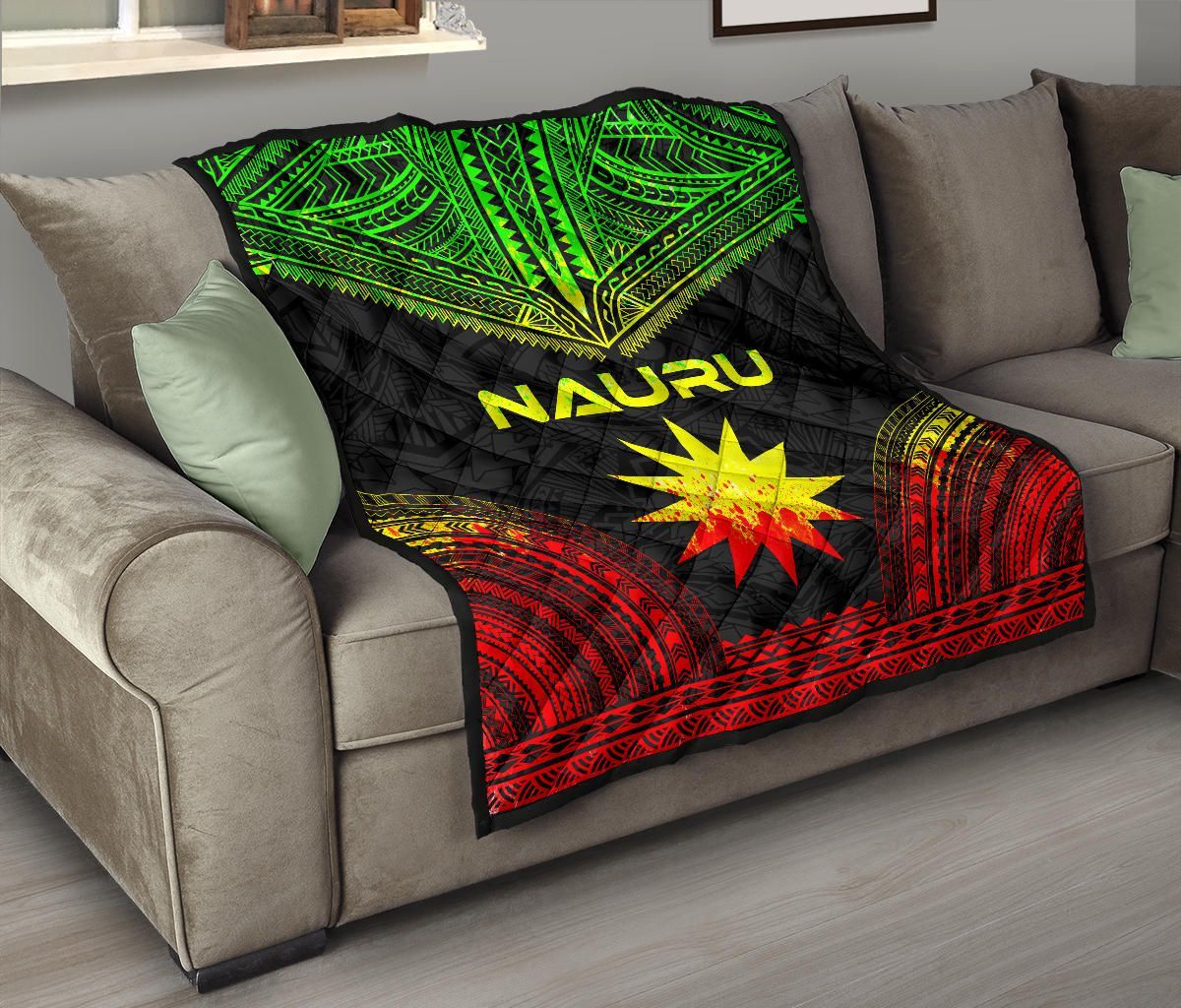 Nauru Premium Quilt - Nauru Flag Polynesian Chief Reggae Version