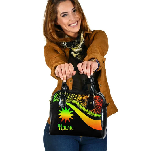 Nauru Shoulder Handbag - Reggae Polynesian Tentacle Tribal Pattern