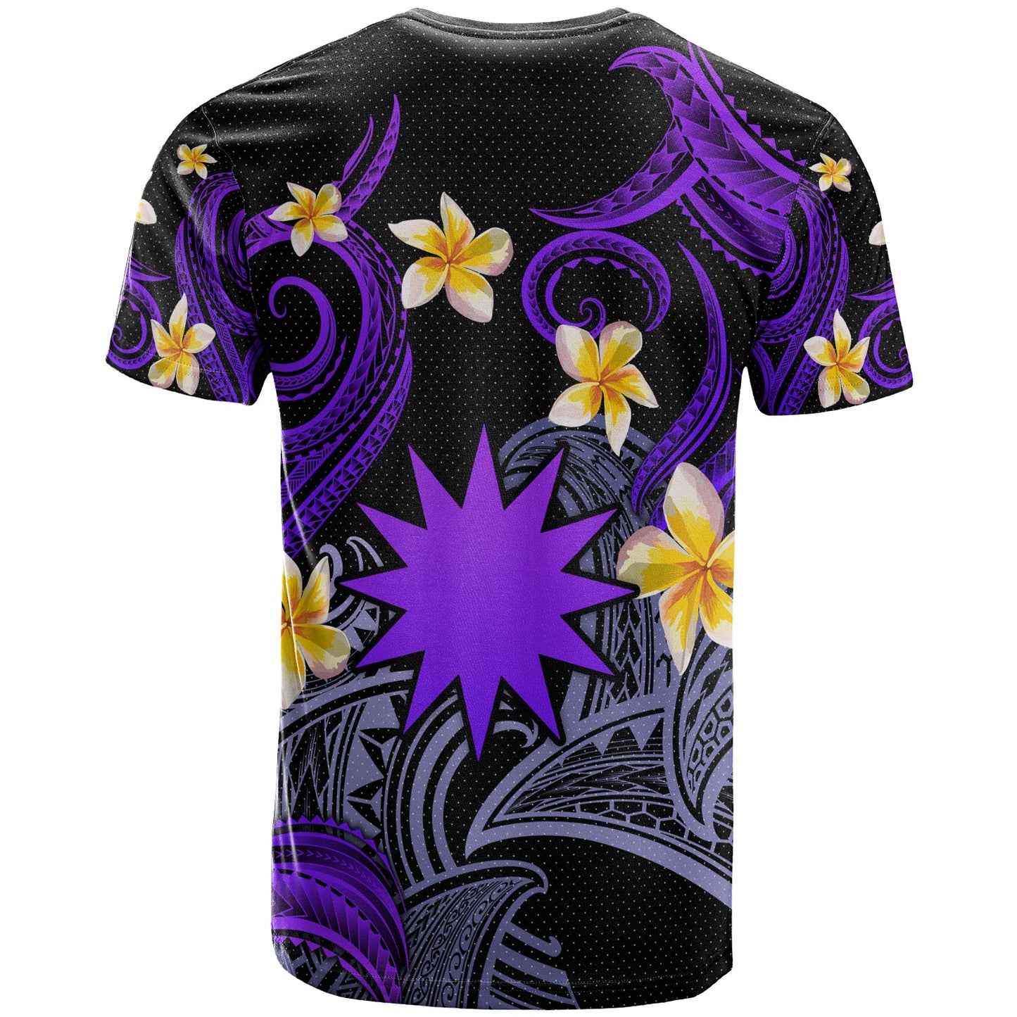 Nauru T-shirt - Custom Personalised Polynesian Waves with Plumeria Flowers (Purple)
